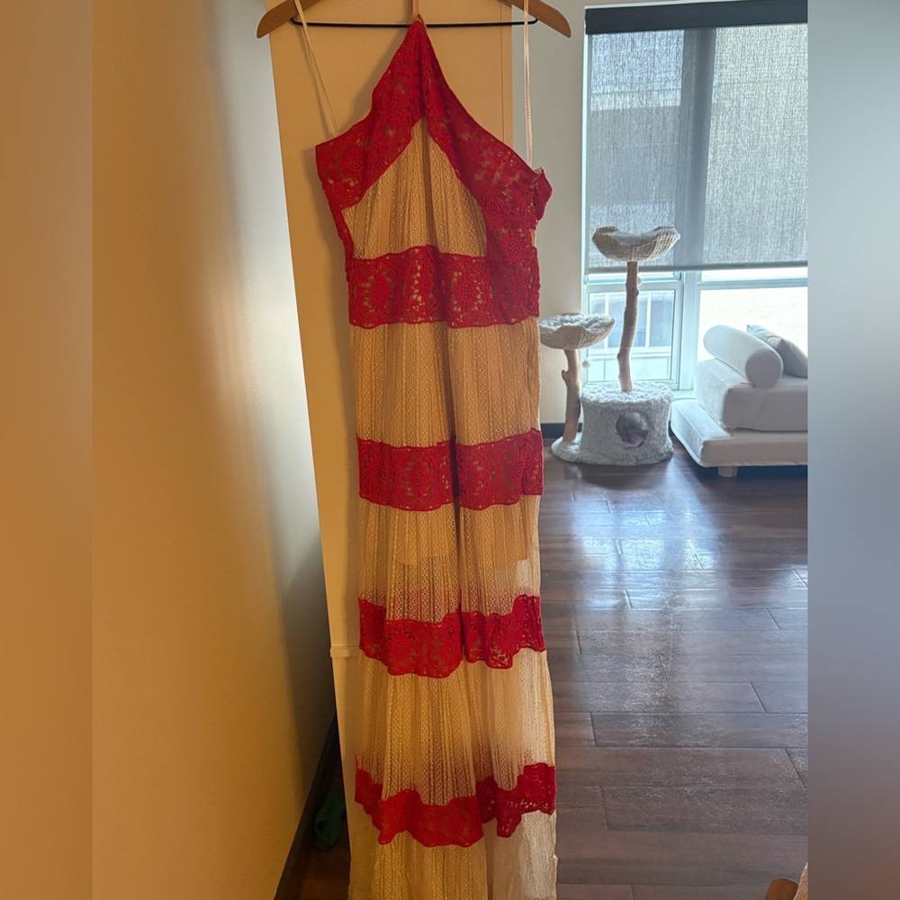 Foxiedox Red and Cream Lace Dress